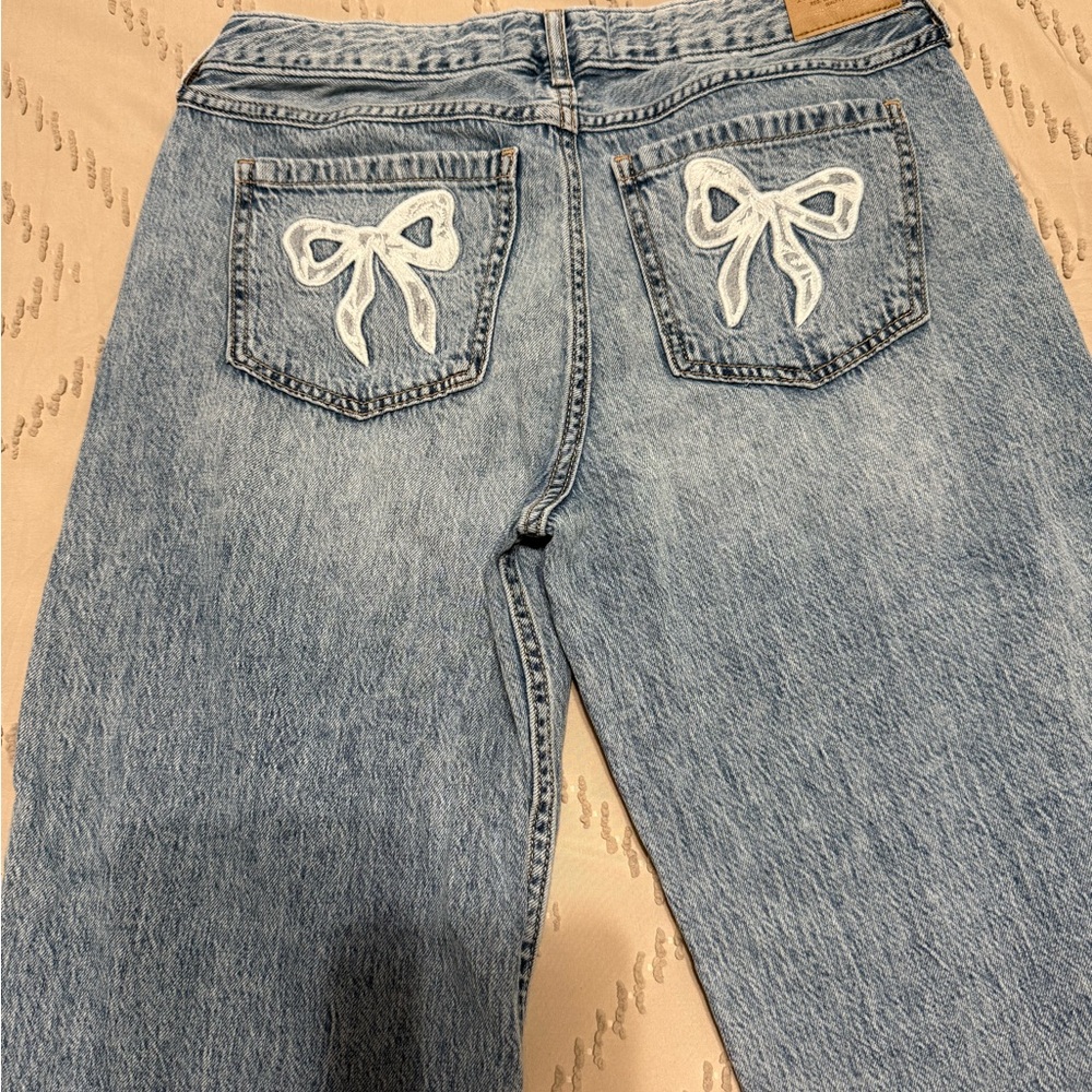 Abercrombie Kids Light Blue Jeans with White Bow Accents